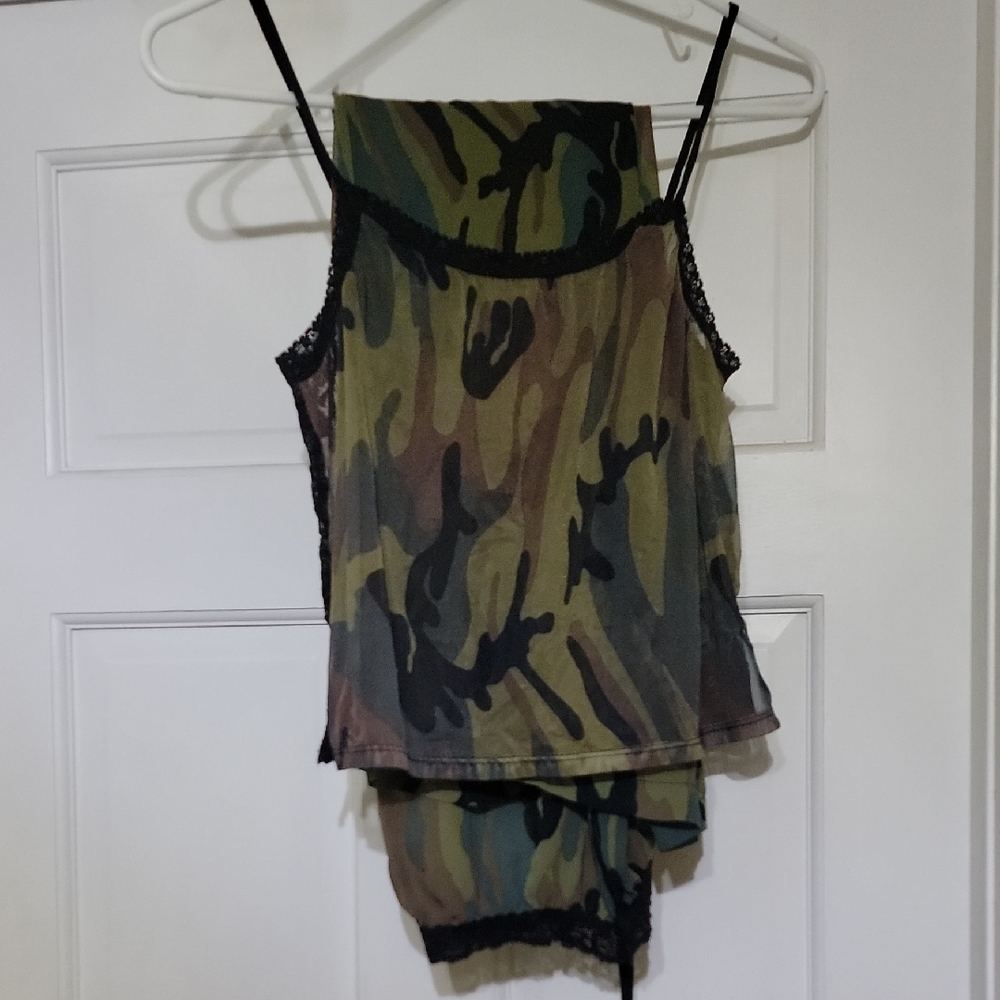 Camo Print Camisole and Shorts Set